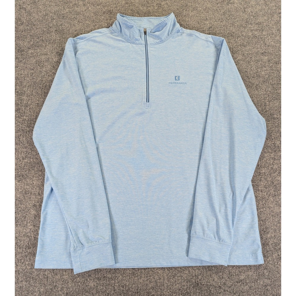 Straight Down Mens Esperanza Quarter‎ Zip Pullover Blue Heather Golf Shirt Large